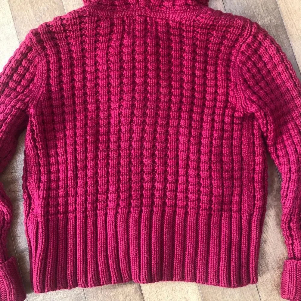 Gap Kids Red Knit Sweater Cardigan Hooded size small 6-7 years